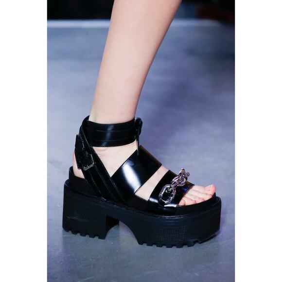 Louis Vuitton Black Leather Samourai Platform Chain Link Chunky Sandal EU 37 - Picture 2 of 15